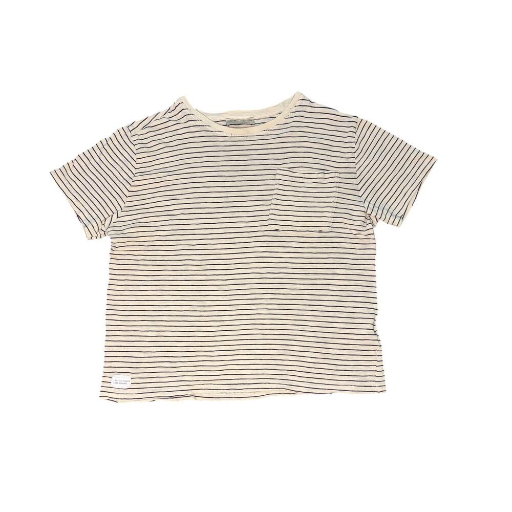 Zara Boys Collection - Cream & Black Striped Shirt - Youth Size 9 - Modern
